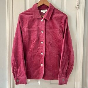 Vintage Norm Thompson Velour Button Up Jacket‎ Purple Women’s Large NWOT Pockets